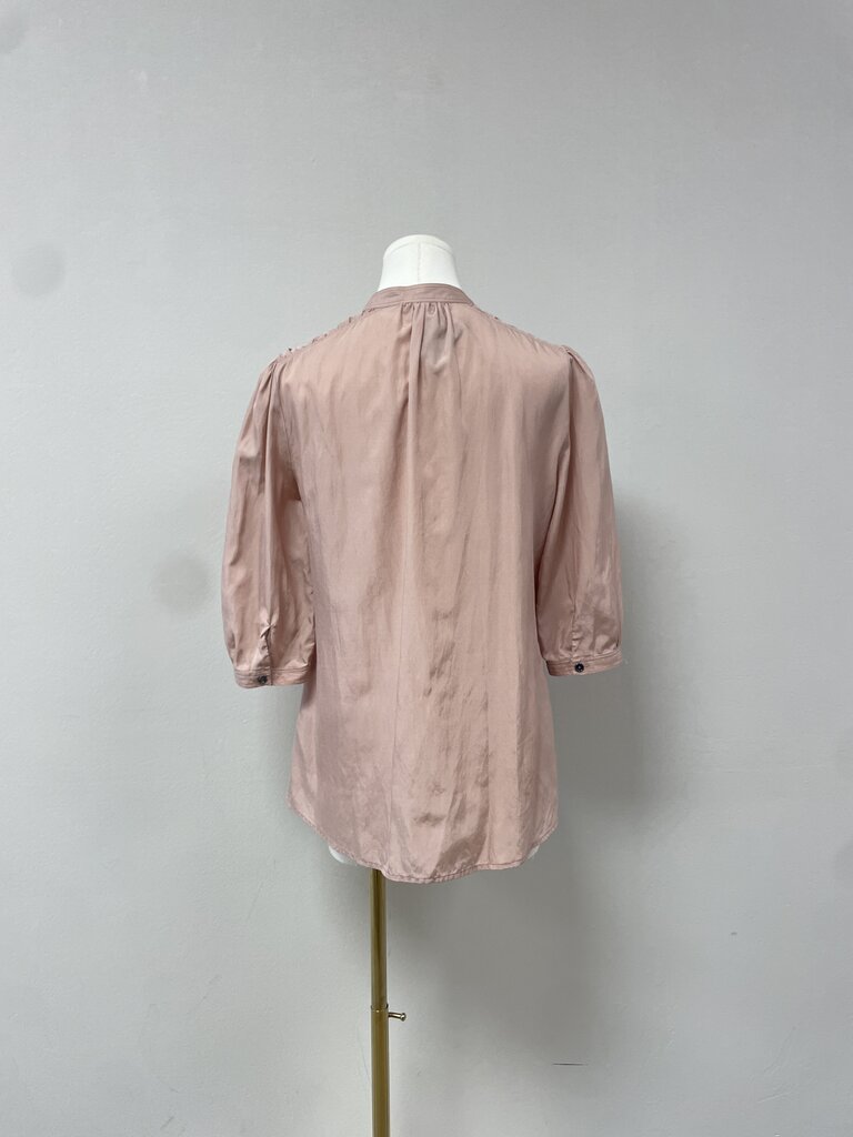 Burberry Brit Gathered Shoulder Crop Sleeve Button Up