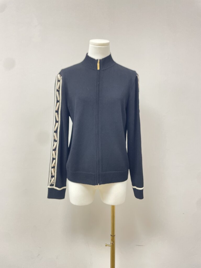 St. John Braided Sleeve Zip Up