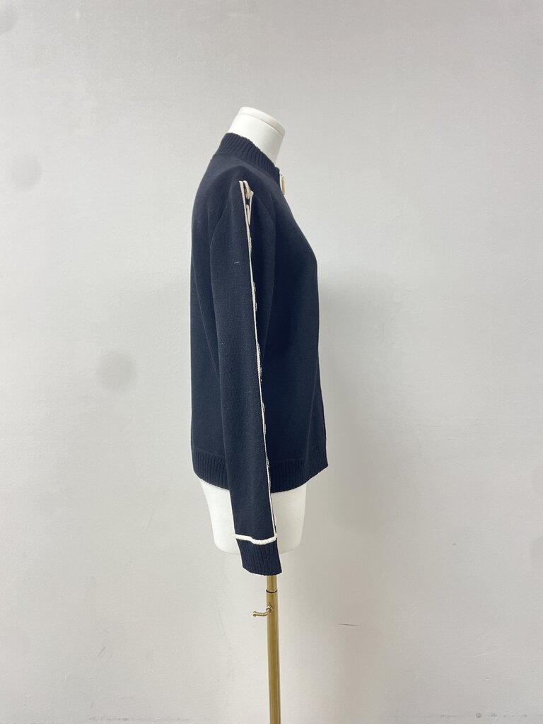St. John Braided Sleeve Zip Up