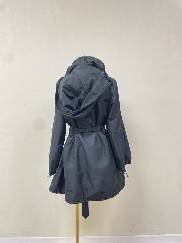 Burberry Nylon Belted Jacket Ruffle Collar