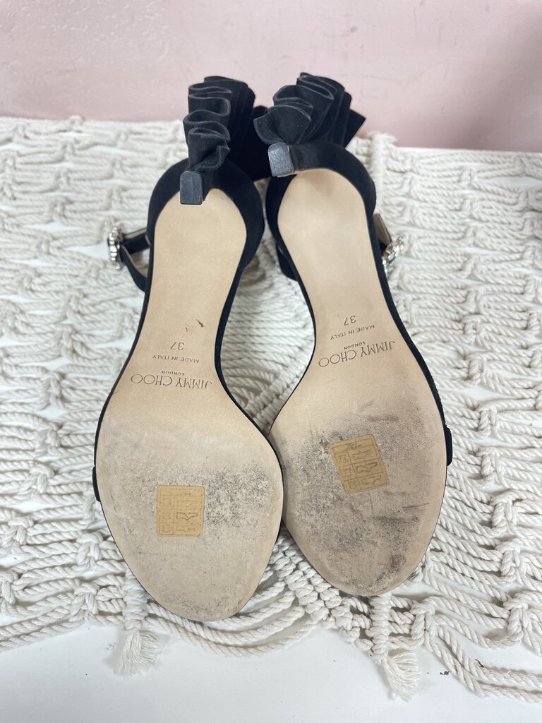 Jimmy Choo Black Suede Pleated Pump