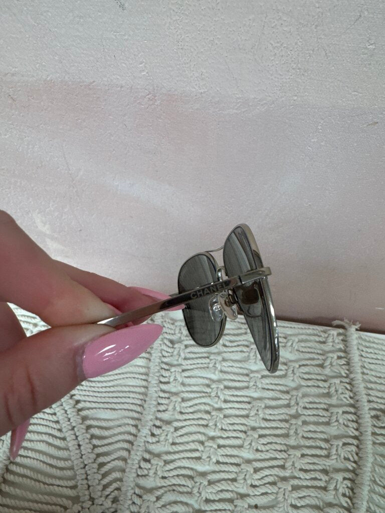 Chanel Silver Aviator Sunglasses (As Is)