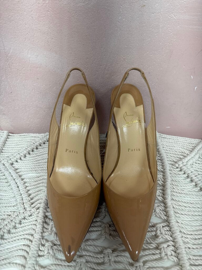 Louboutin Nude Patent Slingback Pump (As Is)