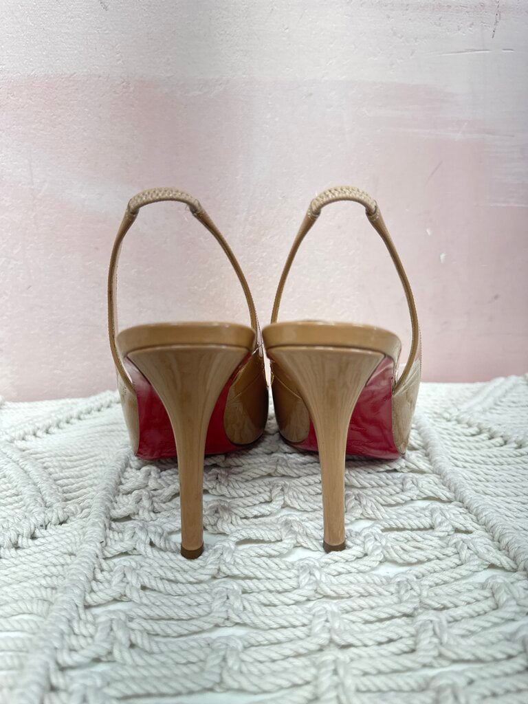 Louboutin Nude Patent Slingback Pump (As Is)