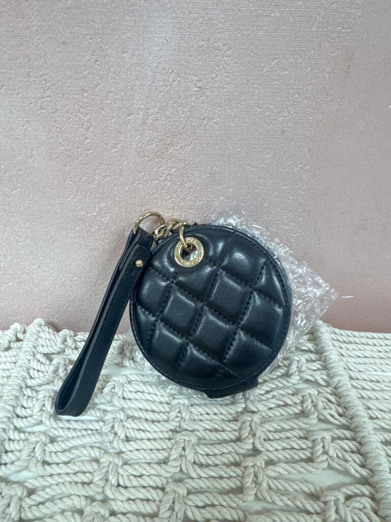 Chanel Black Lambskin Quilted Round Name Tag