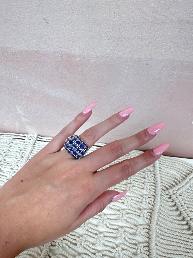 Ross Simons Simulated Tanzanite and Silver Cocktail Ring
