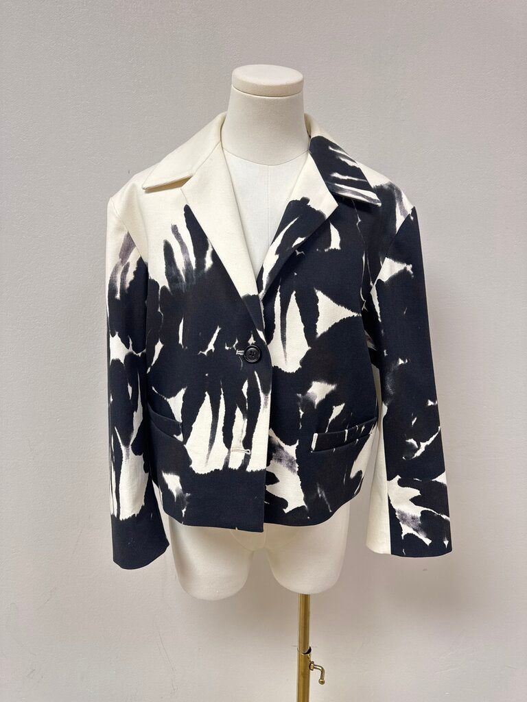 Dries Van Noten Black and Cream Cropped Blazer