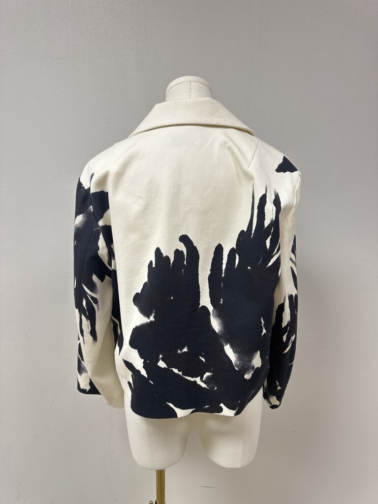 Dries Van Noten Black and Cream Cropped Blazer