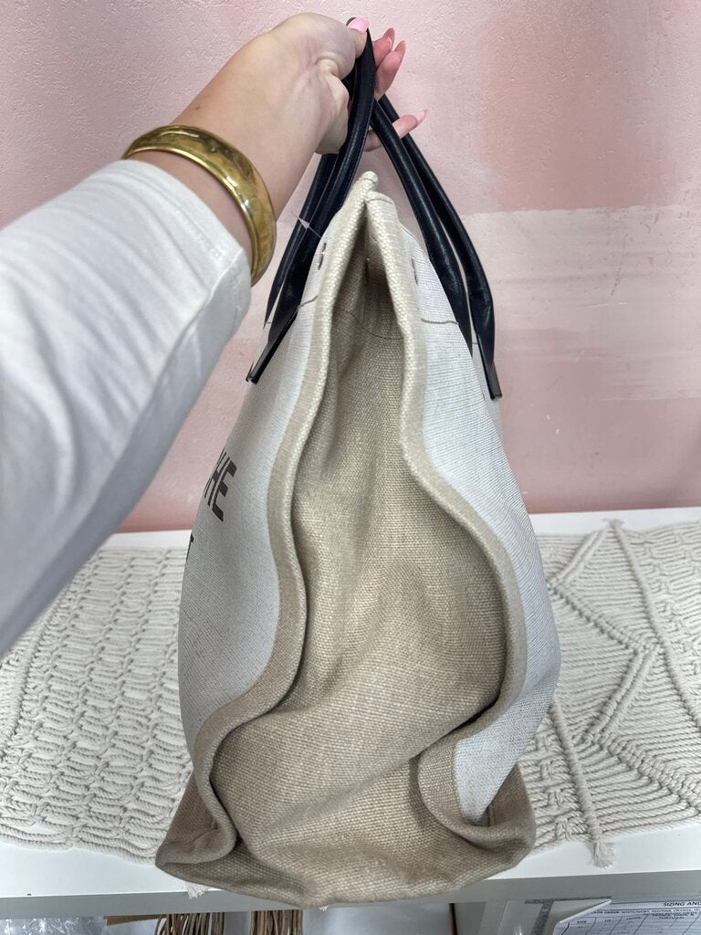 Saint Laurent Beige Canvas Rive Gauche Large Tote
