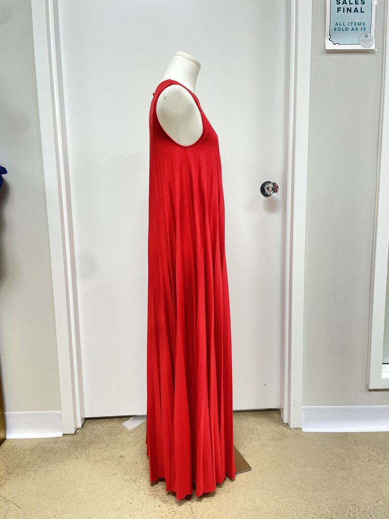 Max Mara Red Pleated Maxi Dress