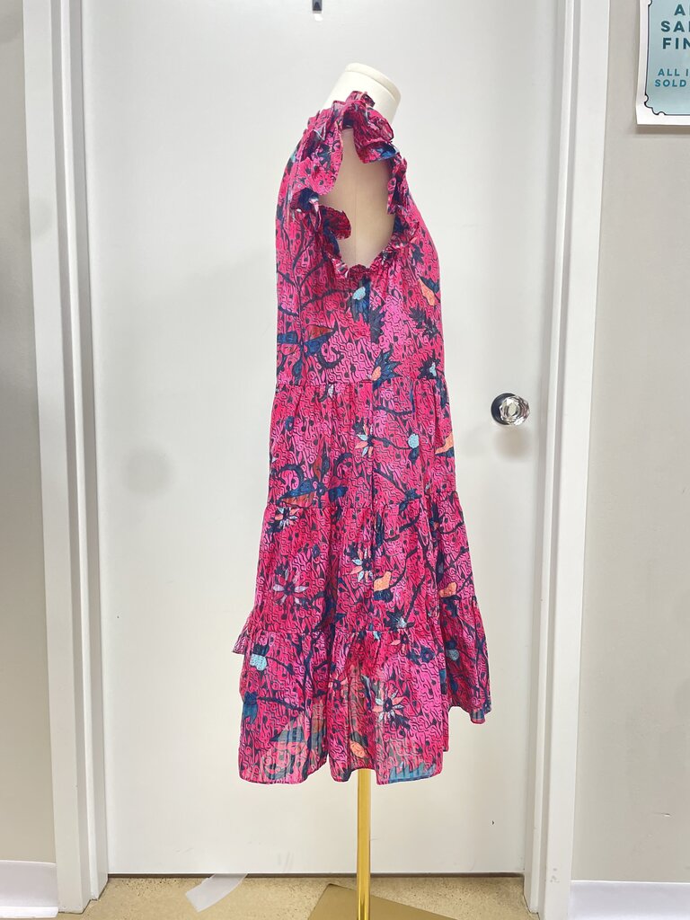 Ulla Johnson Cranberry Floral Ruffle Dress