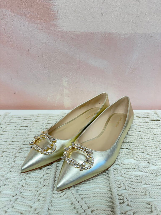 Stuart Weitzman Gold Eloise Crystal Flat