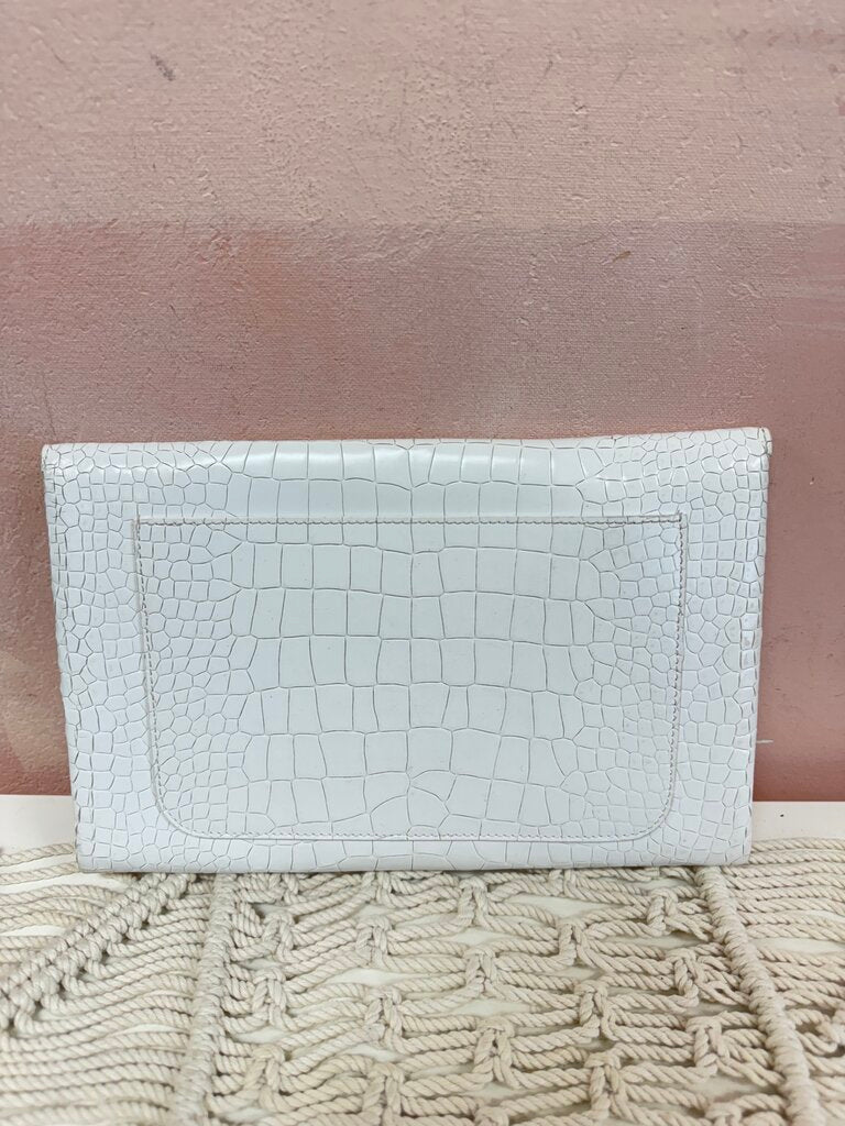 Alaia White Embossed Envelope Clutch
