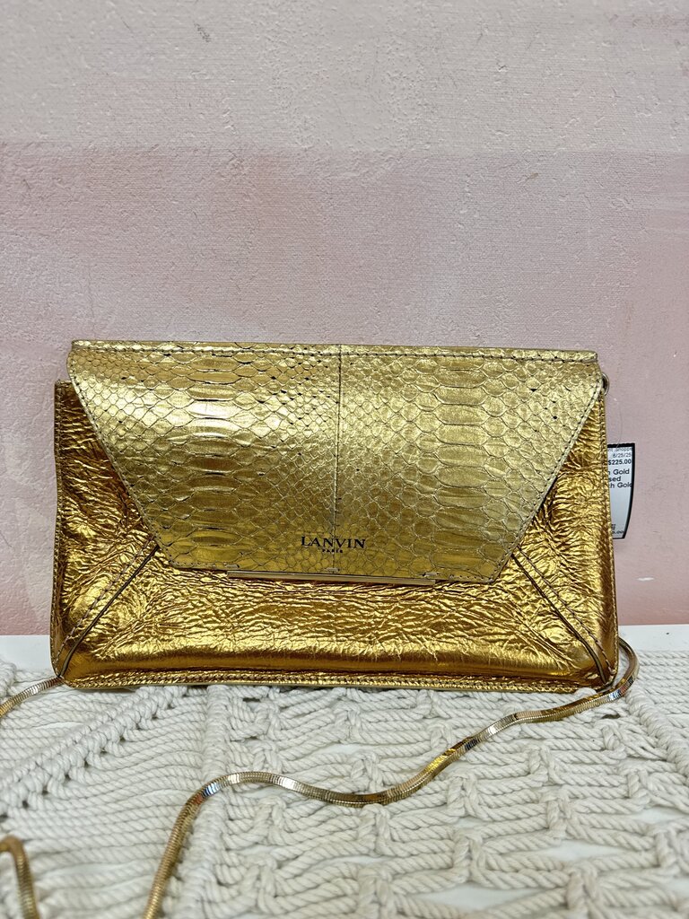 Lanvin Gold Foil Embossed Envelope Clutch