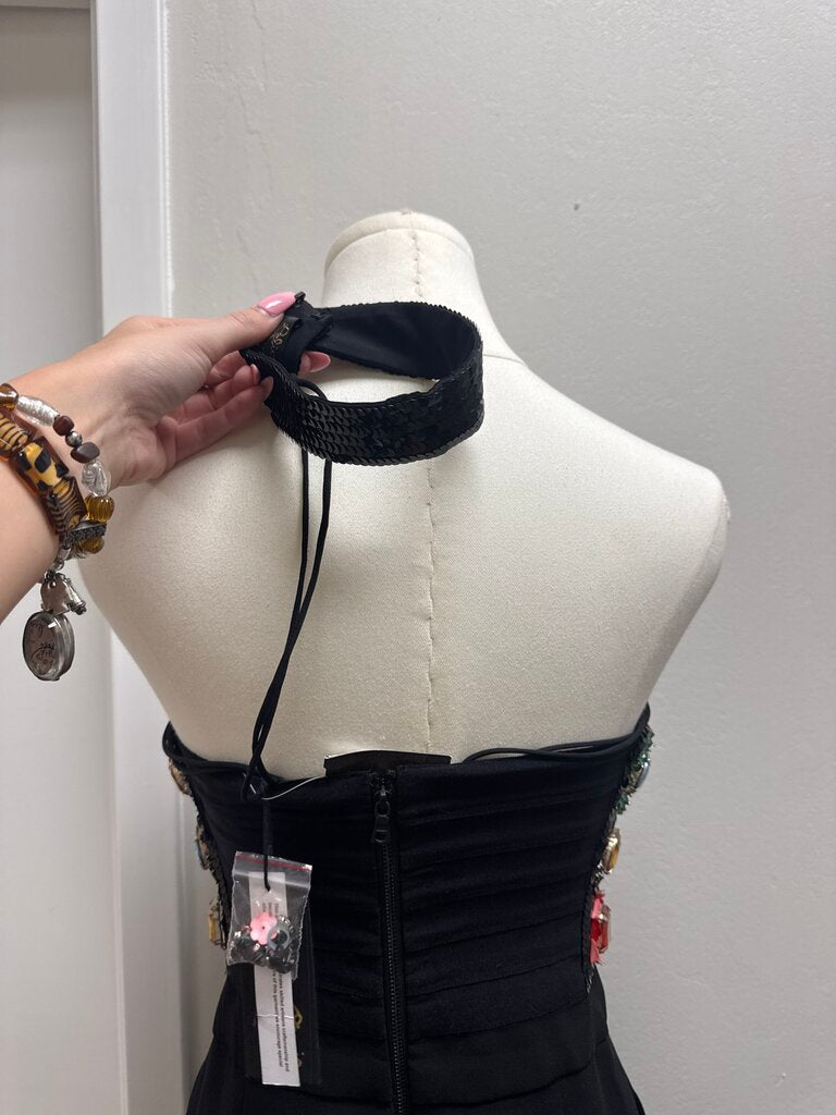 alice + olivia Black Jeweled Jumpsuit NWT