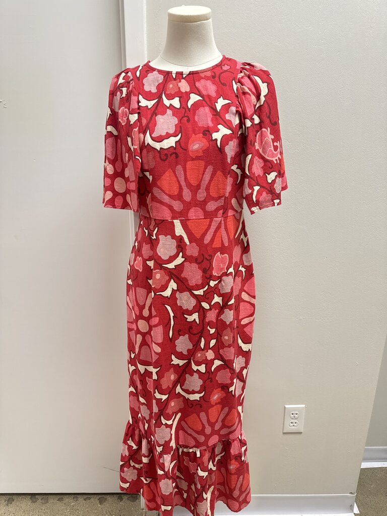Rhode Red Floral Linen Maxi Dress