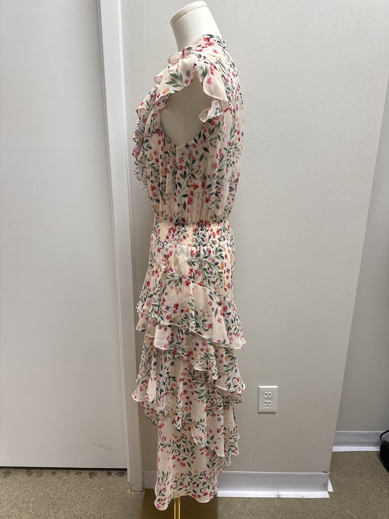 Misa Blush Floral Ruffle Dress NWT