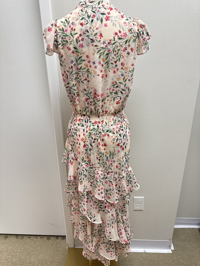 Misa Blush Floral Ruffle Dress NWT