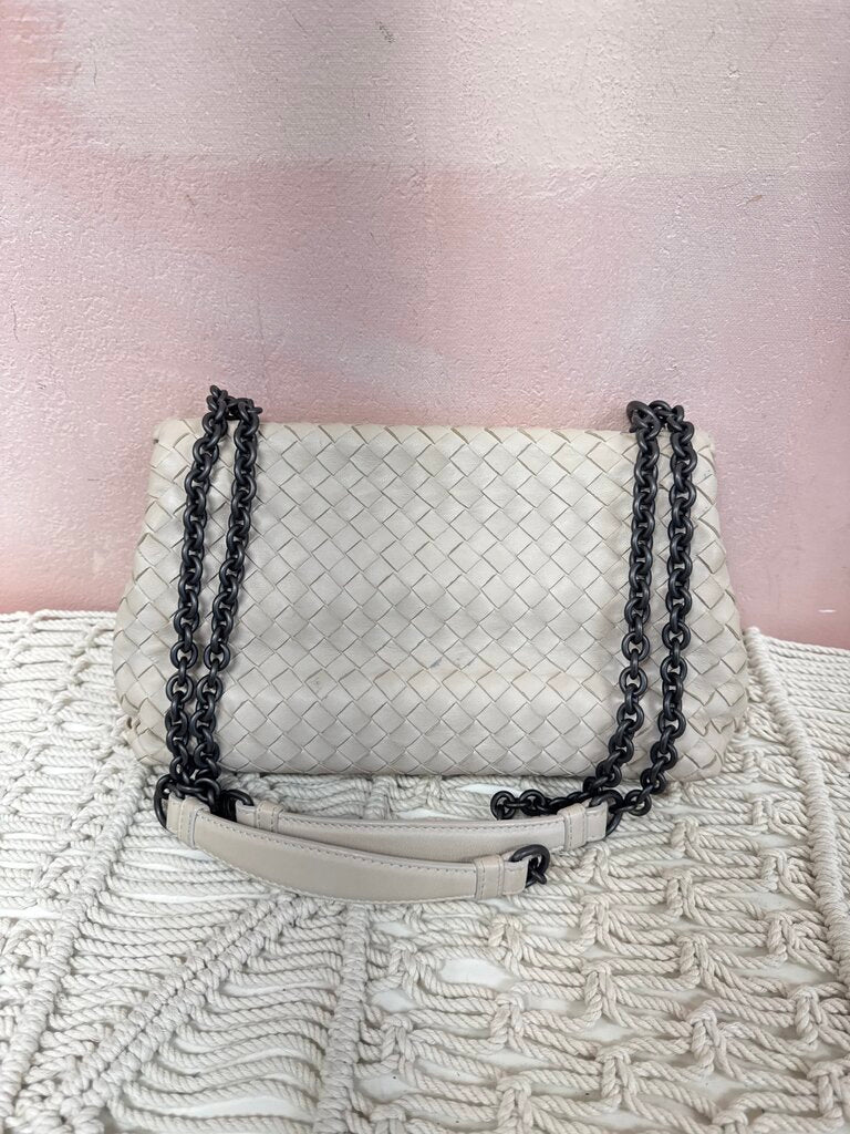 Bottega Beige Intrecciato Olimpia Shoulder Bag