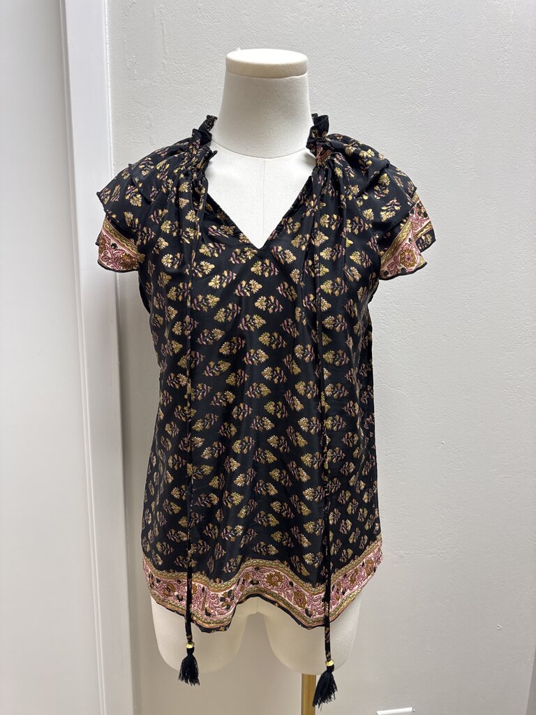 Perry Walker Black Floral Top