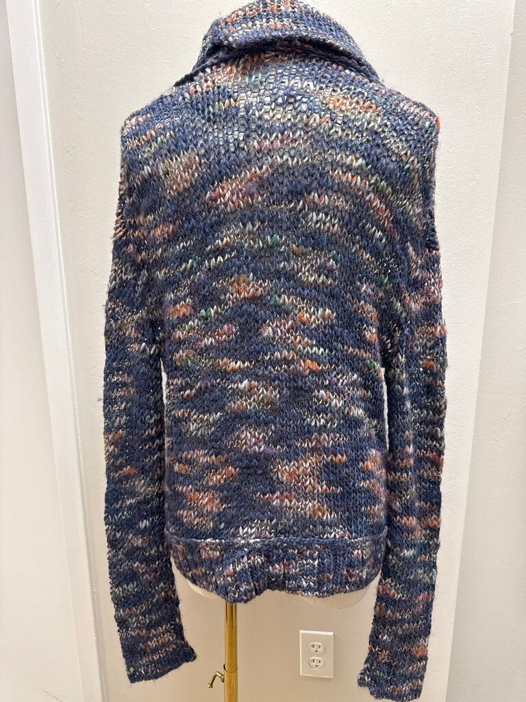 Inhabit Blue Multi Open Knit Turtleneck