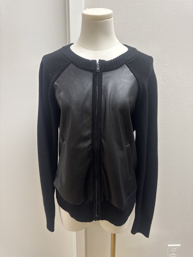 Evereve Faux Leather and Knit Zip Up Jacket