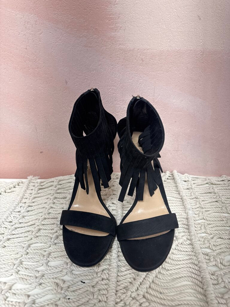 Gianvito Rossi Black Suede Fringe Sandal