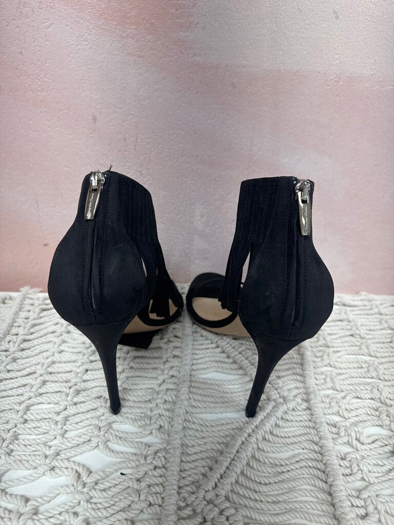 Gianvito Rossi Black Suede Fringe Sandal