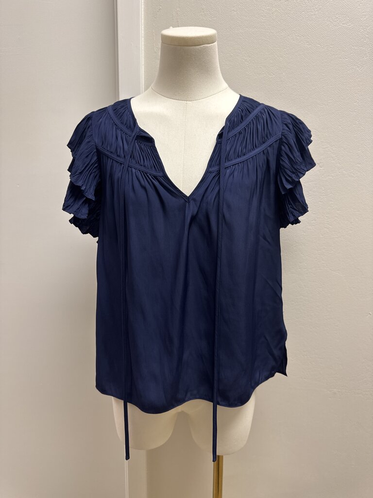 Ramy Brook Gathered V-Neck Blouse With Tie