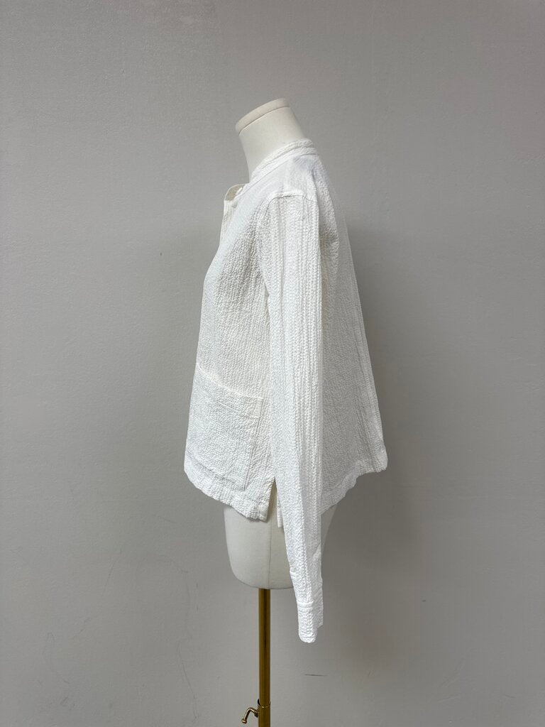 Eileen Fisher White Boxy Button Up