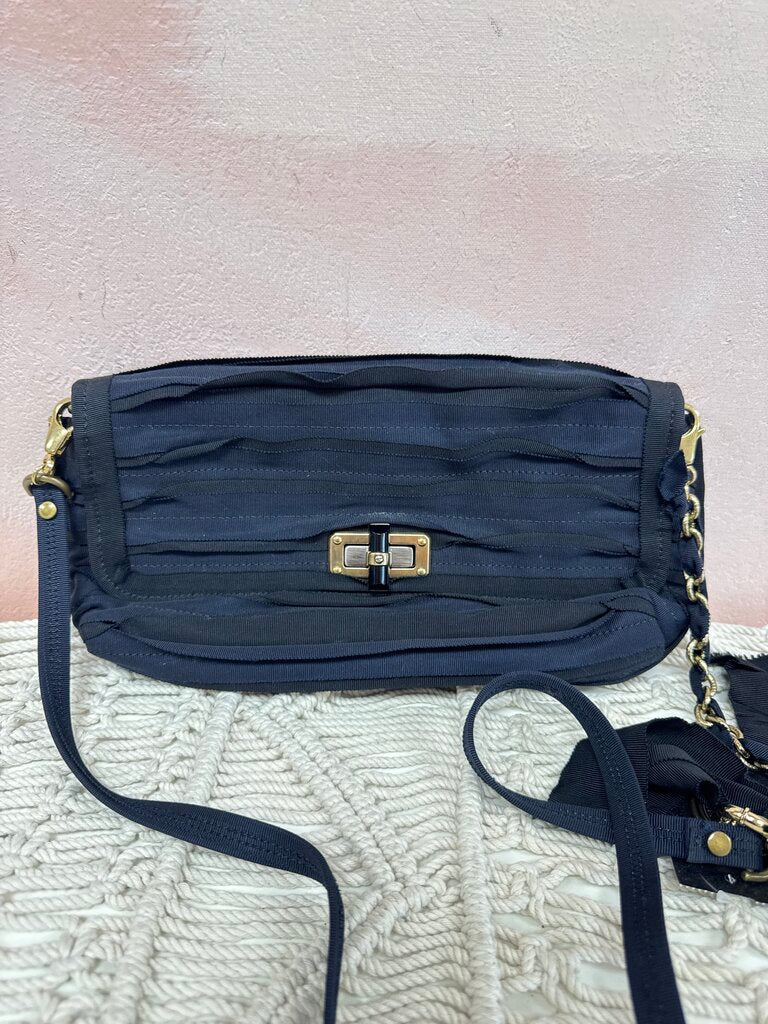 Lanvin Navy and Black Ribbon Shoulder Bag