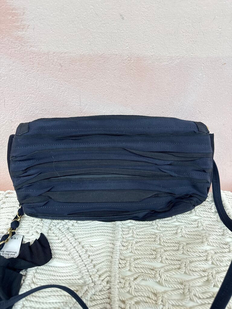 Lanvin Navy and Black Ribbon Shoulder Bag