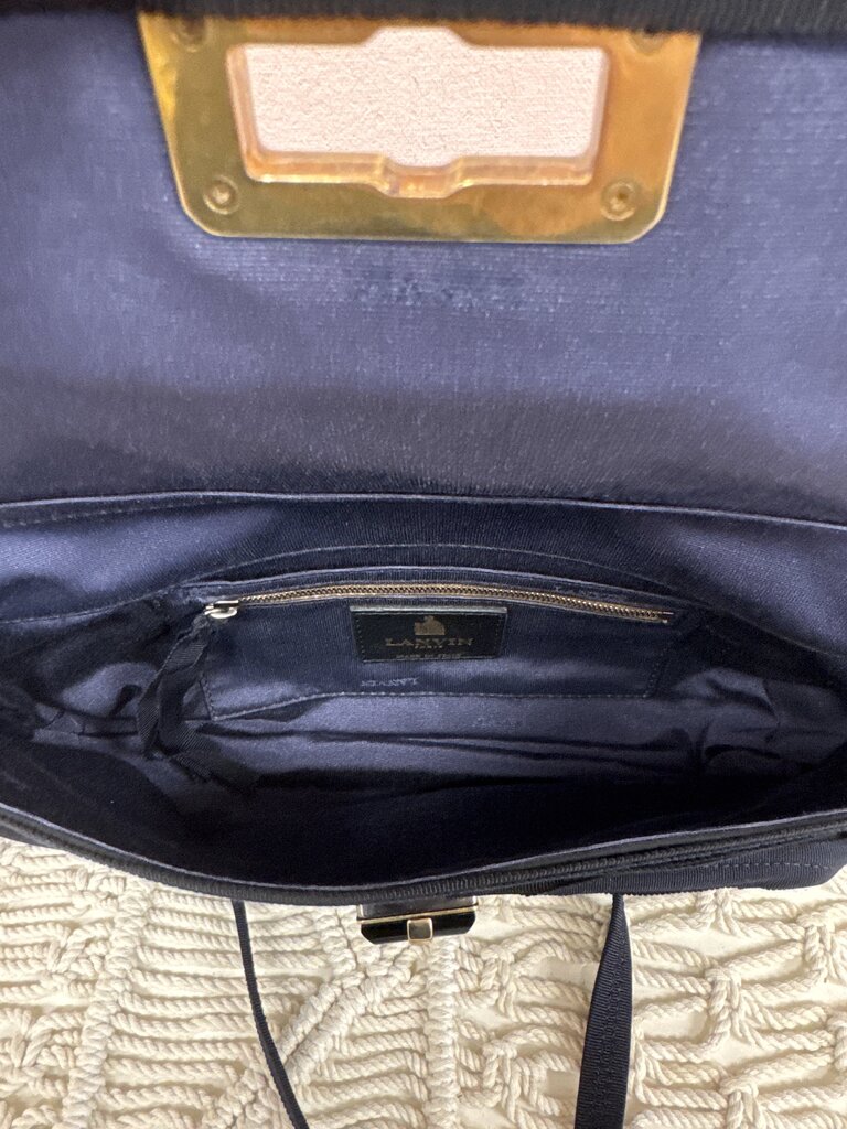 Lanvin Navy and Black Ribbon Shoulder Bag