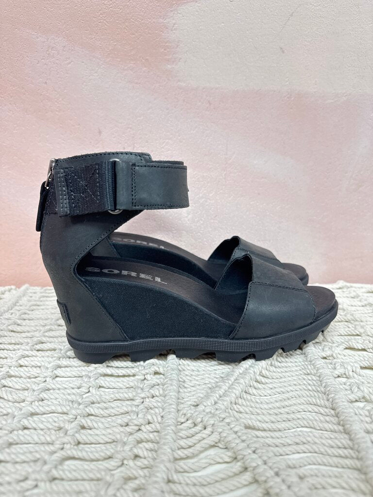 Sorel Black Wedge Sandal