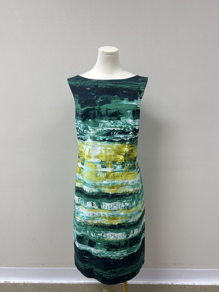 Lafayette 148 Green Watercolor Sheath Dress NWT