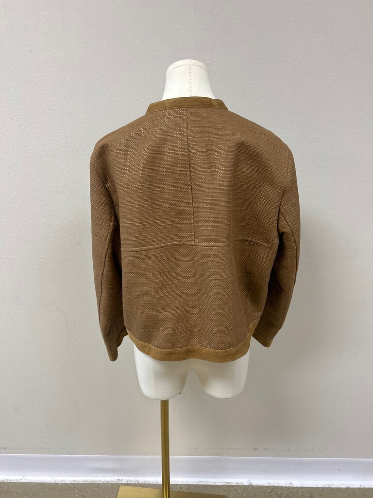 Lafayette 148 Brown Tweed and Suede Cropped Jacket NWT