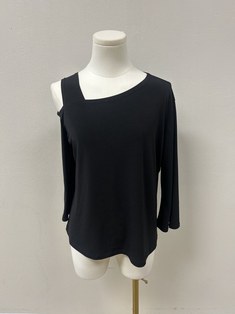 Sun Woo Black Cold Shoulder Tee