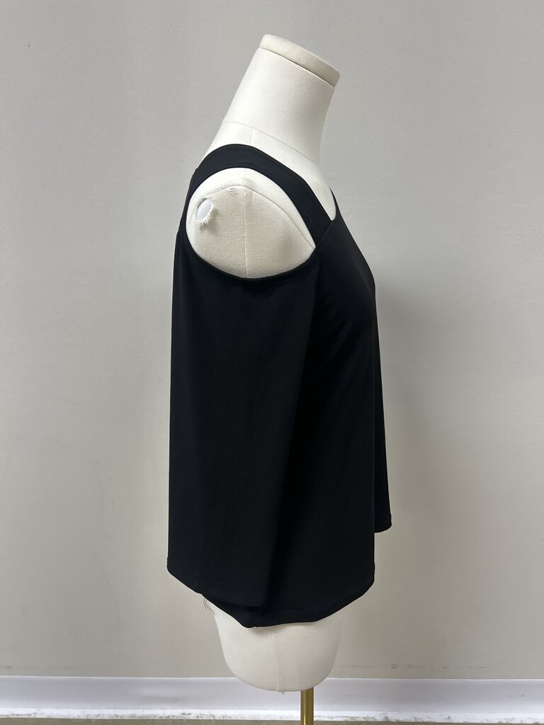 Sun Woo Black Cold Shoulder Tee