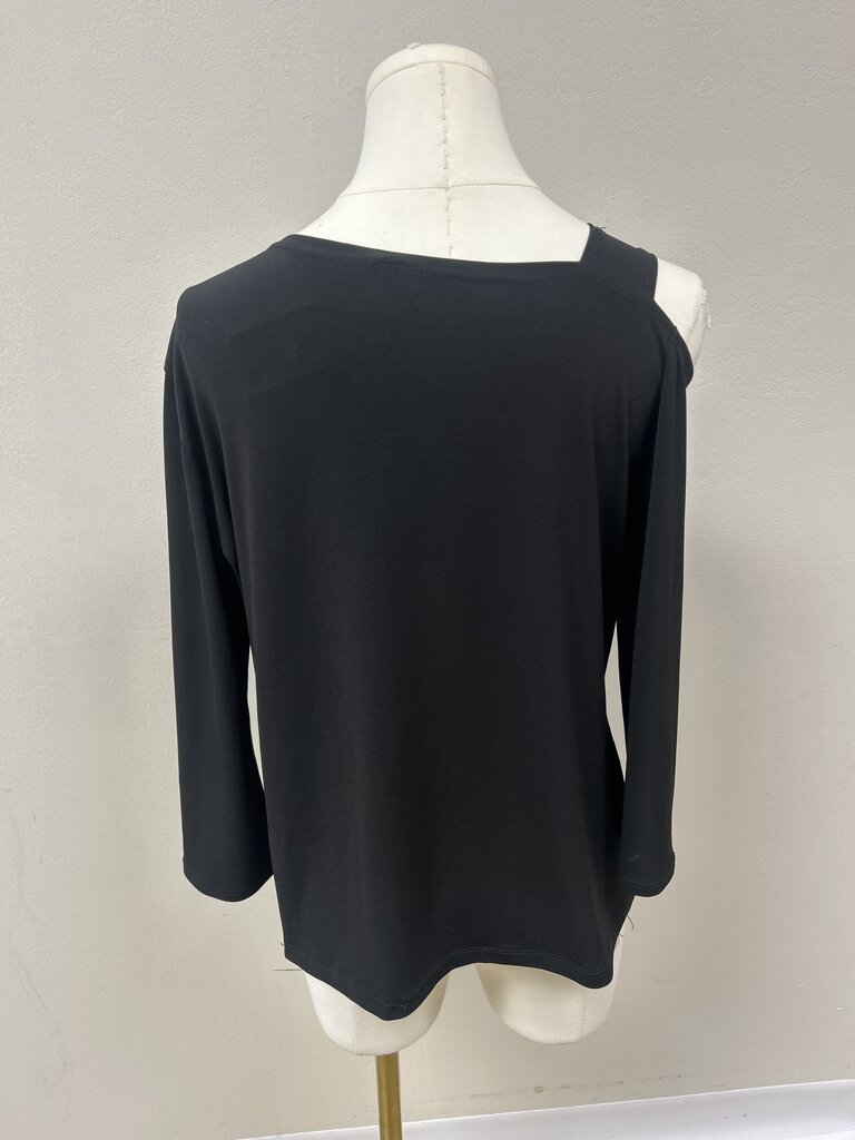 Sun Woo Black Cold Shoulder Tee