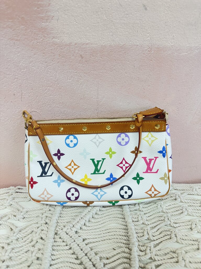 Louis Vuitton White Multi Colour Pochette '04 Rare Find