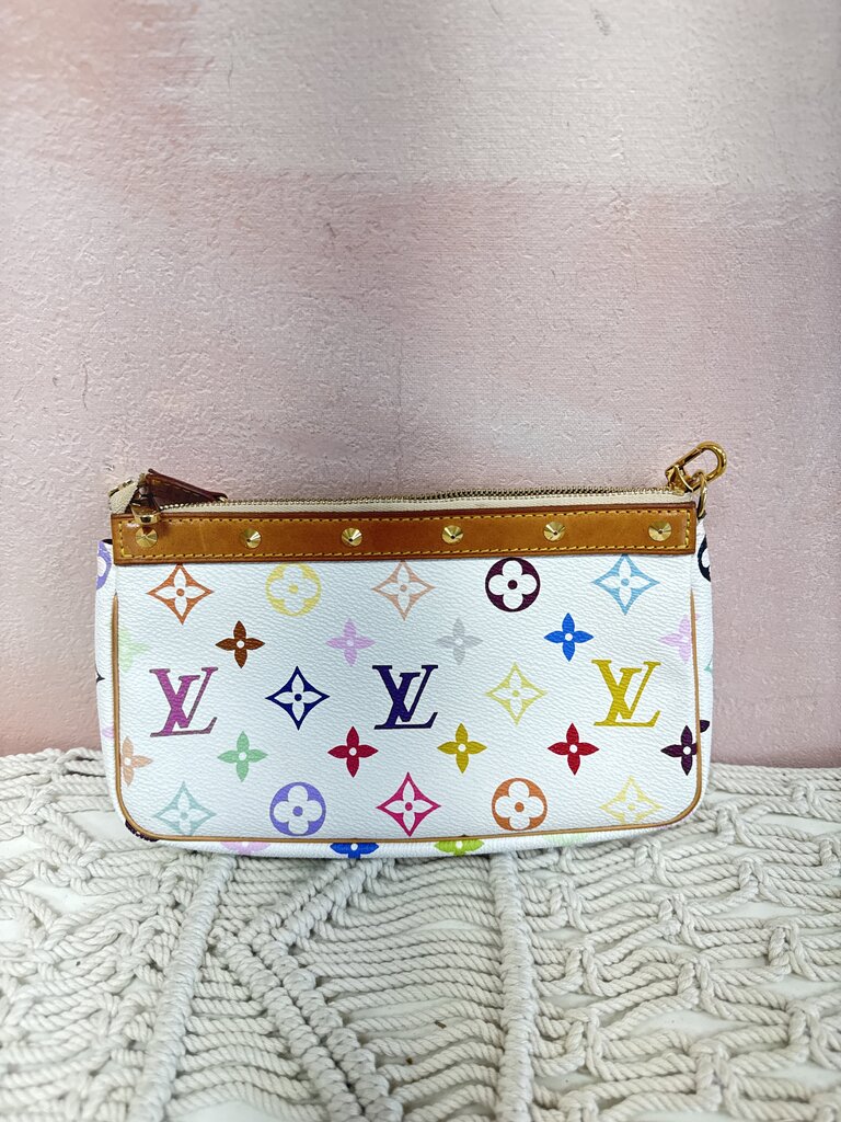 Louis Vuitton White Multi Colour Pochette '04 Rare Find