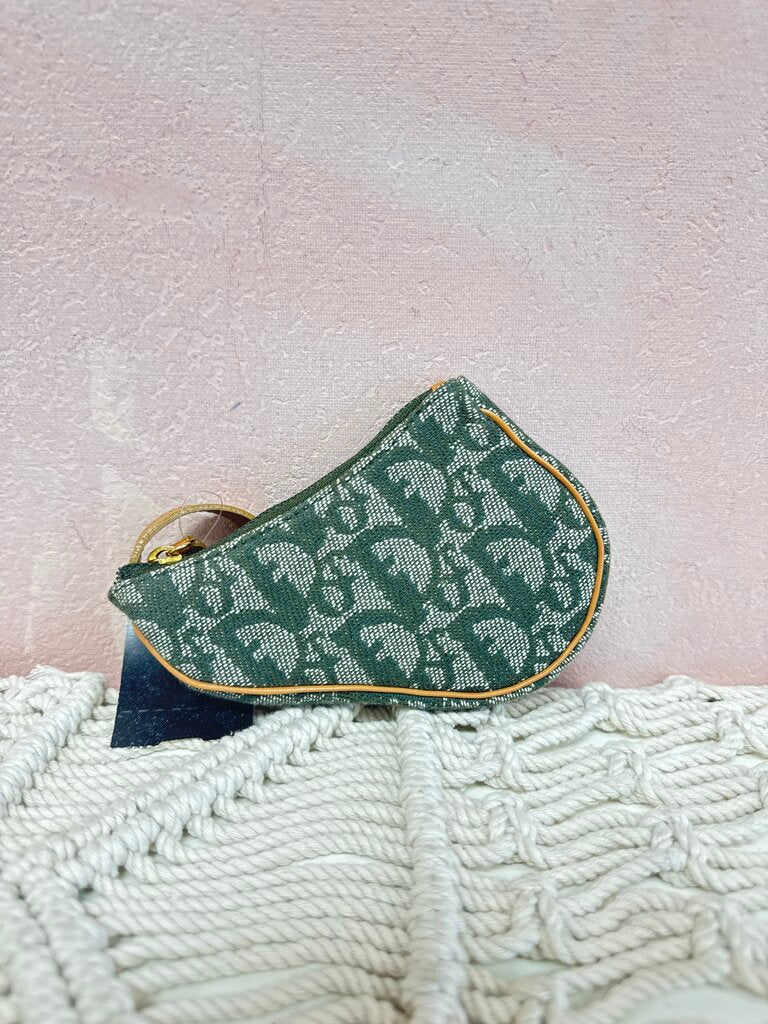 Dior Green Monogram Coin Purse