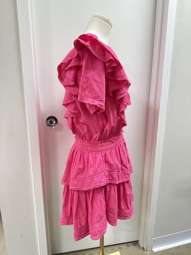 LoveShackFancy Hot Pink Eyelet Mini Dress