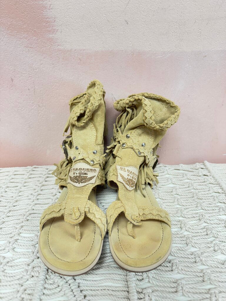 El Vaquero Beige Suede Apache Sandals