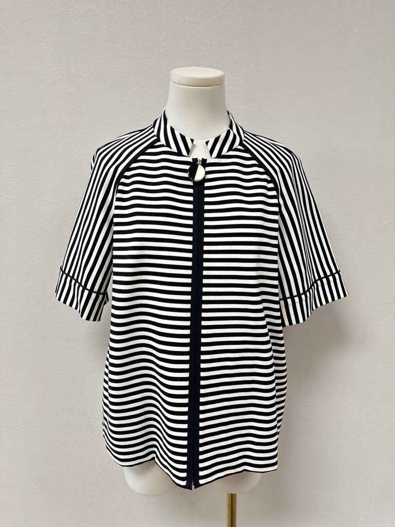 Lafayette 148 Black and White Striped Zip Up Jacket NWT