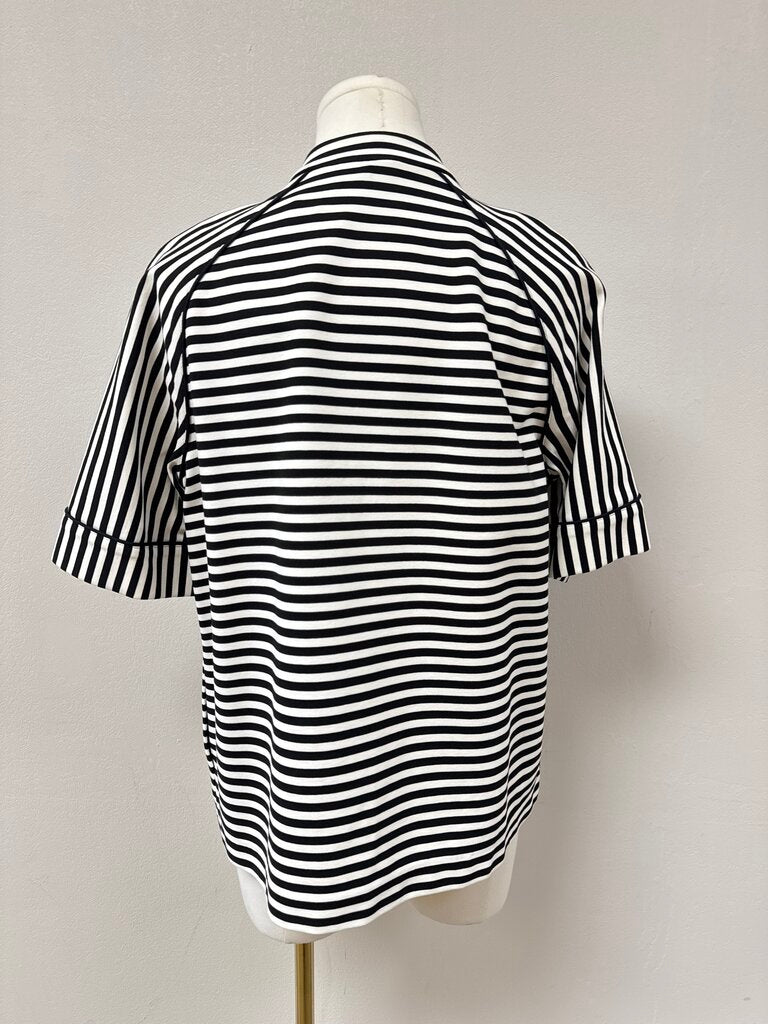 Lafayette 148 Black and White Striped Zip Up Jacket NWT