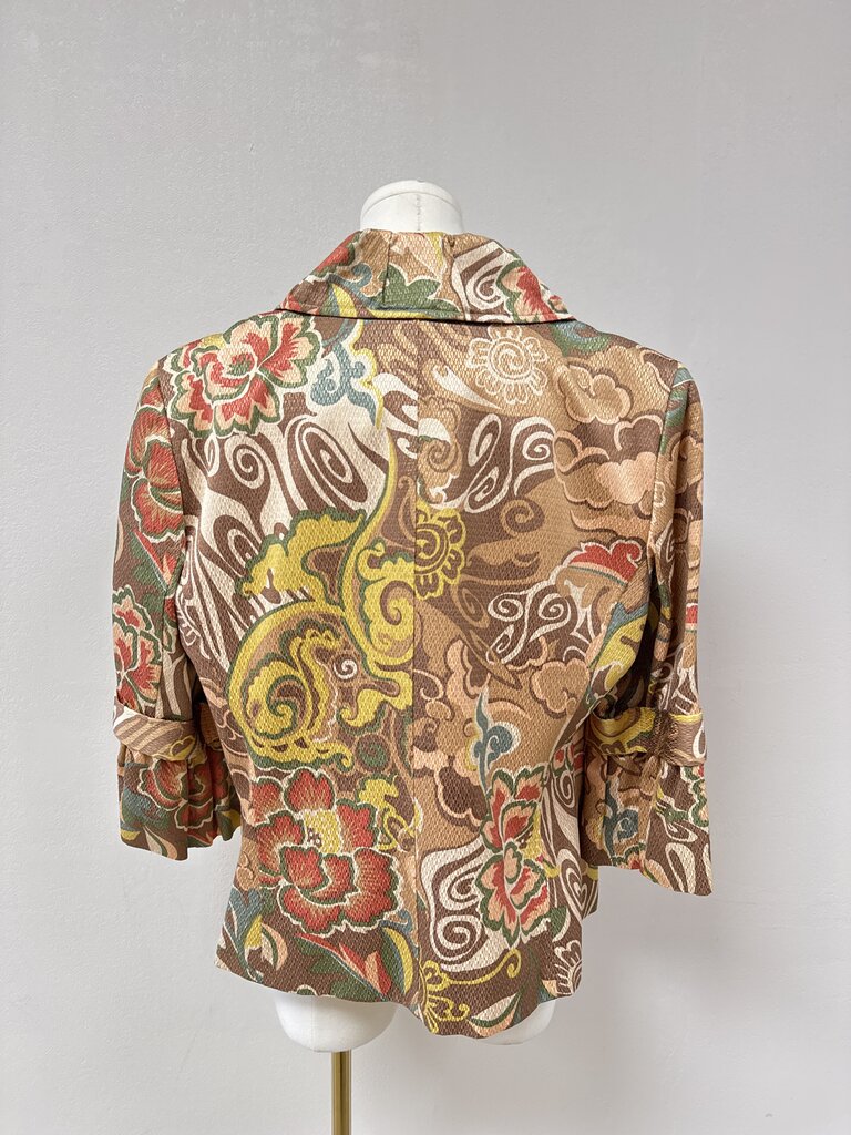 Lafayette 148 Brown Floral Cropped Blazer
