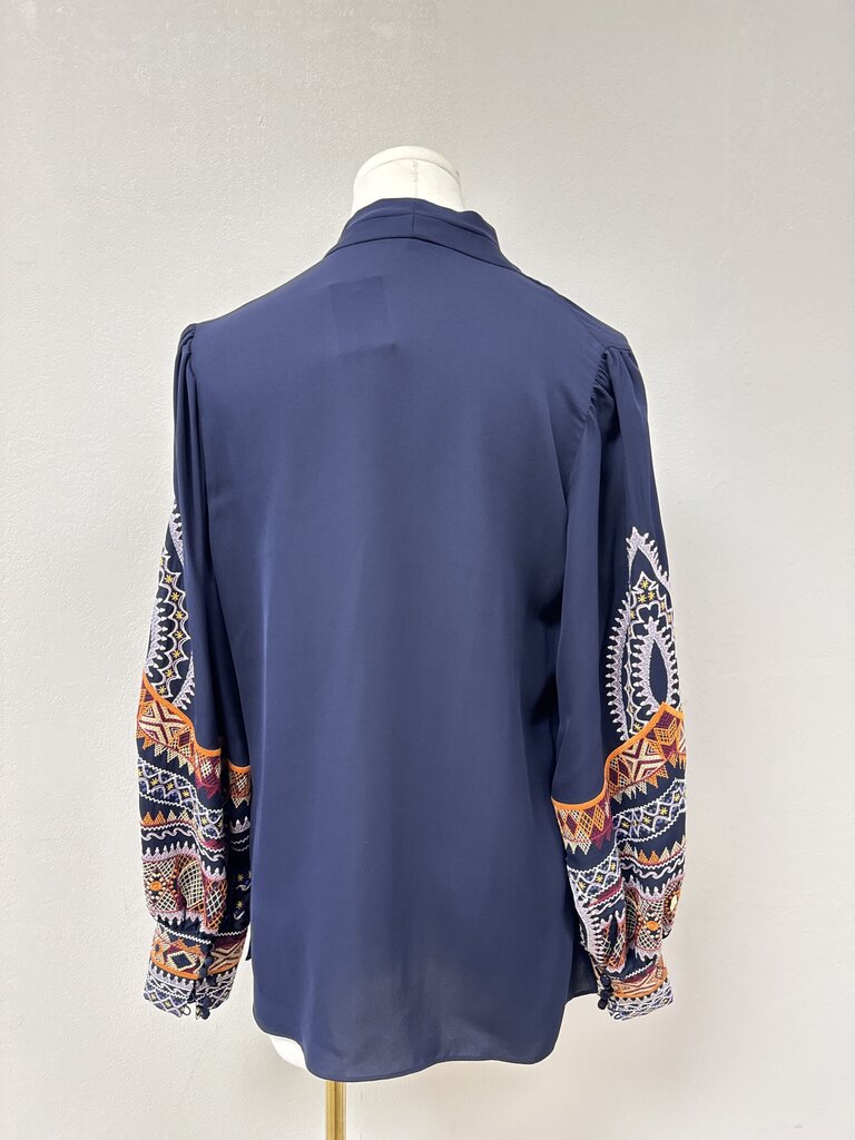 Kobi Halperin Navy Embroidered Blouse