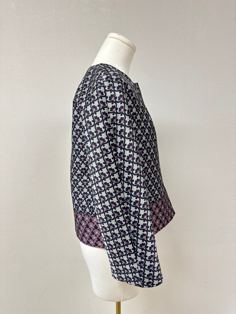 Les Copain Mauve Printed Cropped Blazer