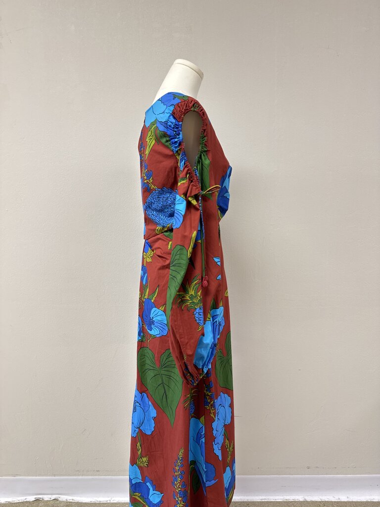 Farm Rio Maroon Cold Shoulder Maxi Dress